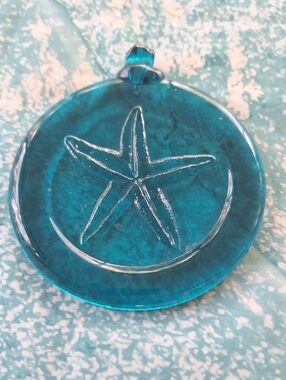Handmade Teal Starfish Glass Suncatcher